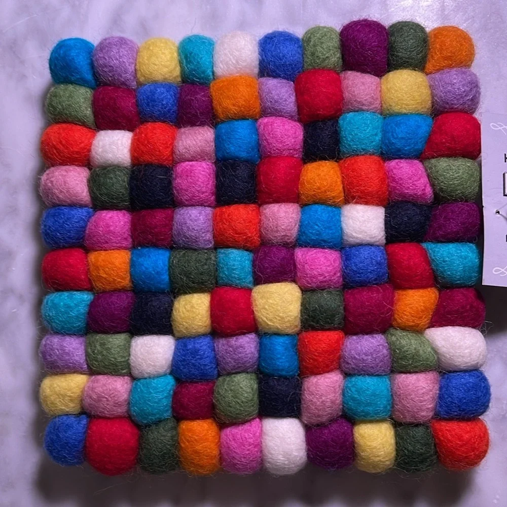 Trader Joe’s Handcrafted Felted Wool Trivet -NWT,never used,whimsical multicolor - Picture 5 of 12